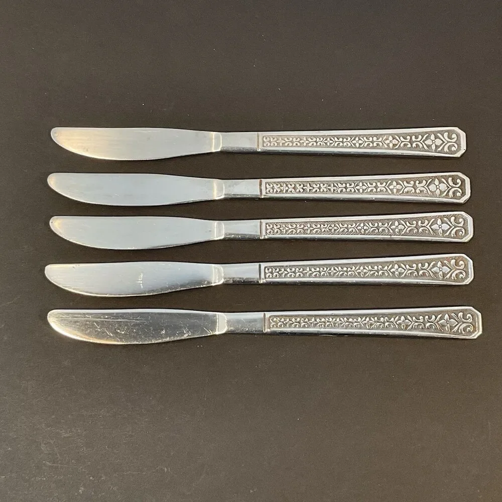 10 Pc Interpur FLORENZ Floral Flatware Stainless Forks Spoons Knives Vintage